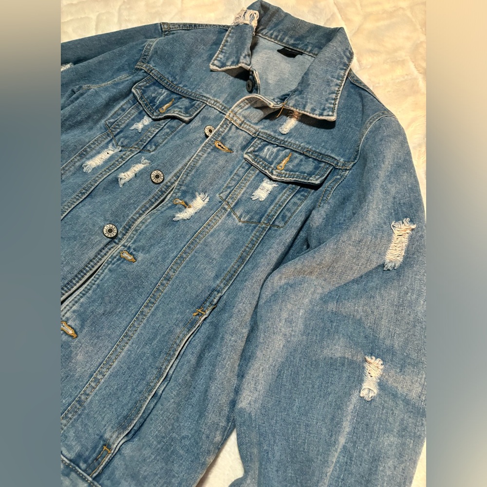 Distressed Blue Jean Jacket